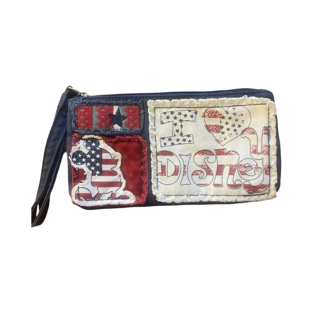 Disney Parks Mickey I Love Disney Red White Blue Patriotic Zipper Pouch